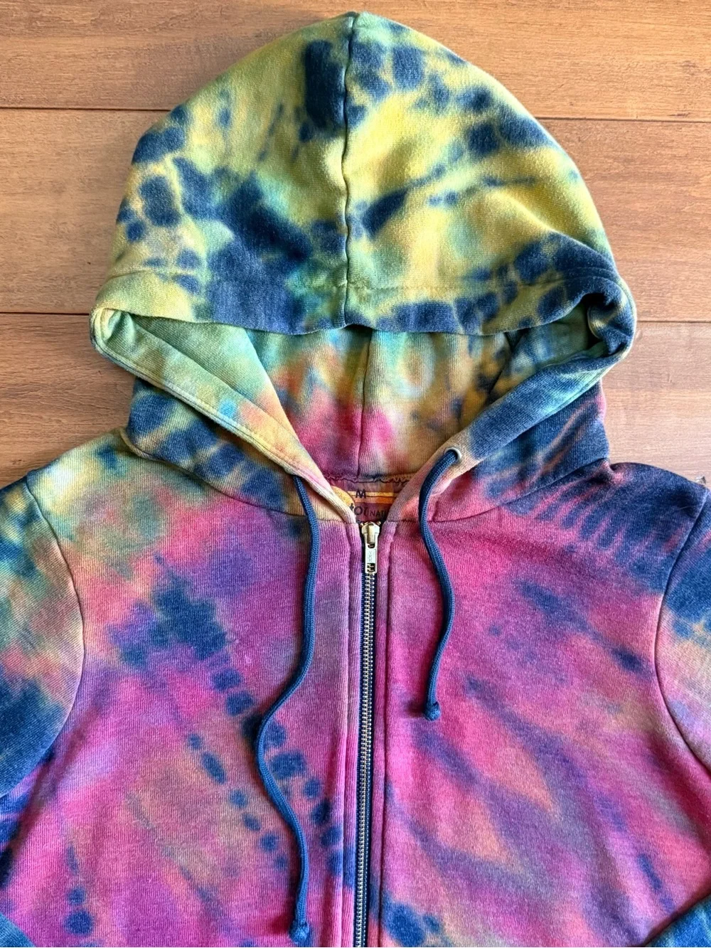 Aviator Nation Red Purple Hand Tie-Dye Full Zip Hoodie - M